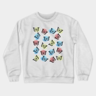 Butterfly Pattern - Black Coloured Witch Red Blue And Yellow Backround Crewneck Sweatshirt